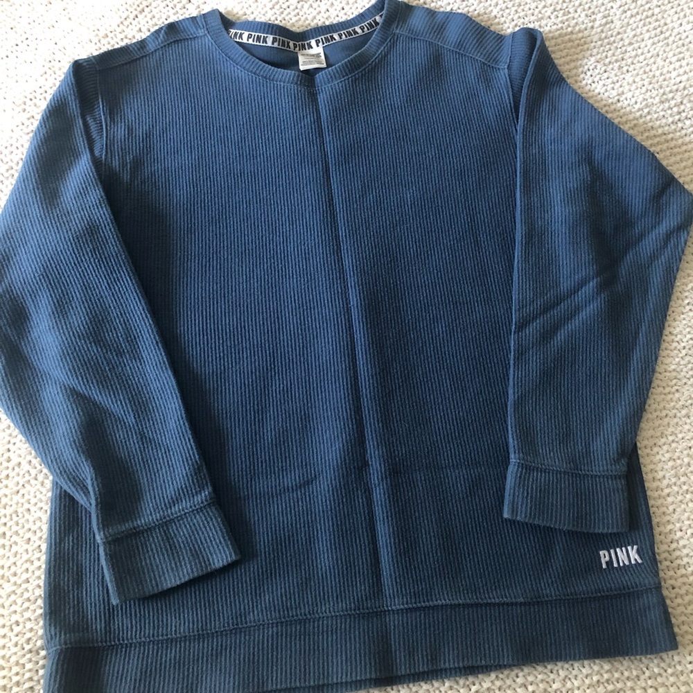 PINK Oversized Pullover Ribbed Sweatshirt